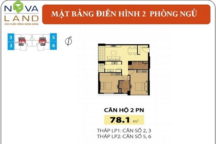 Mặt bằng căn hộ diện tích 78.1m2