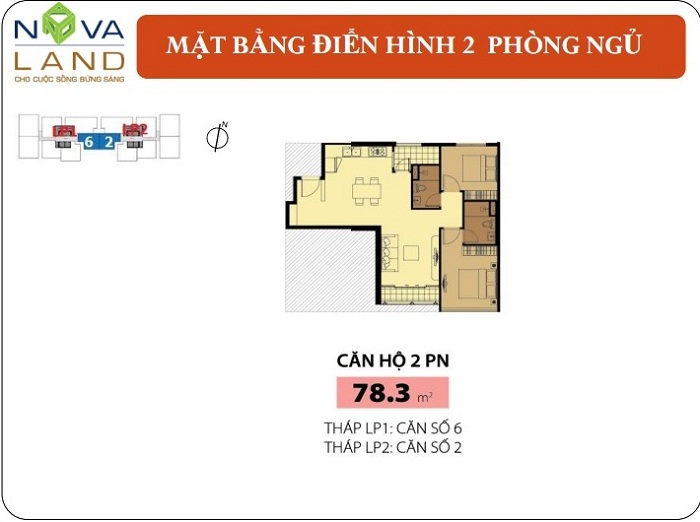 Mặt bằng căn hộ diện tích 78.3m2