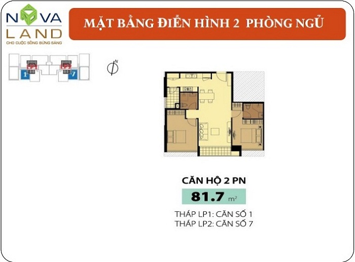 Mặt bằng căn hộ diện tích 81.7m2