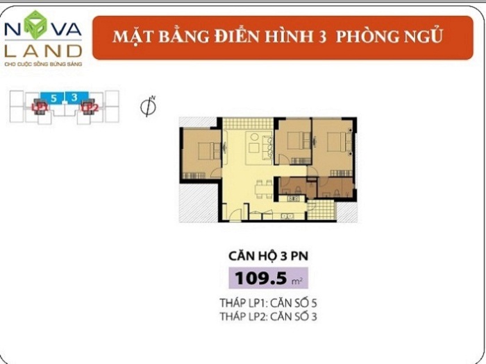 Mặt bằng căn hộ diện tích 109.5m2