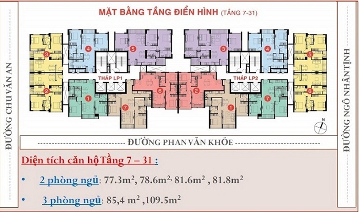 Mặt bằng căn hộ tầng 7-31