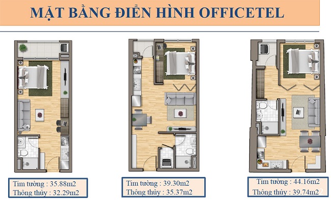 MẶT BẰNG ĐIỂN HÌNH OFFICETEL